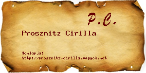 Prosznitz Cirilla névjegykártya